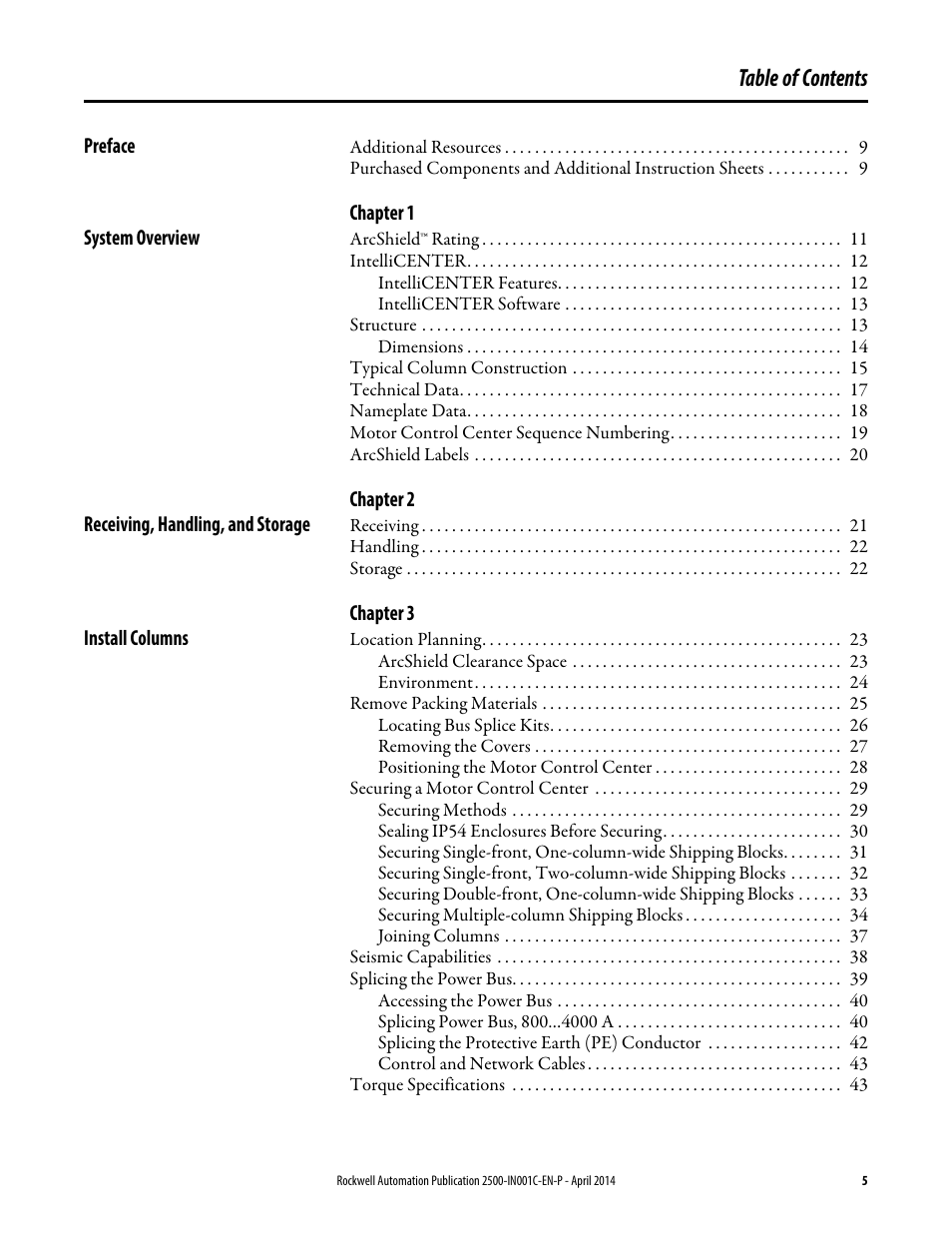 Rockwell Automation 2500 CENTERLINE Motor Control Centers Installation Manual User Manual | Page 5 / 100