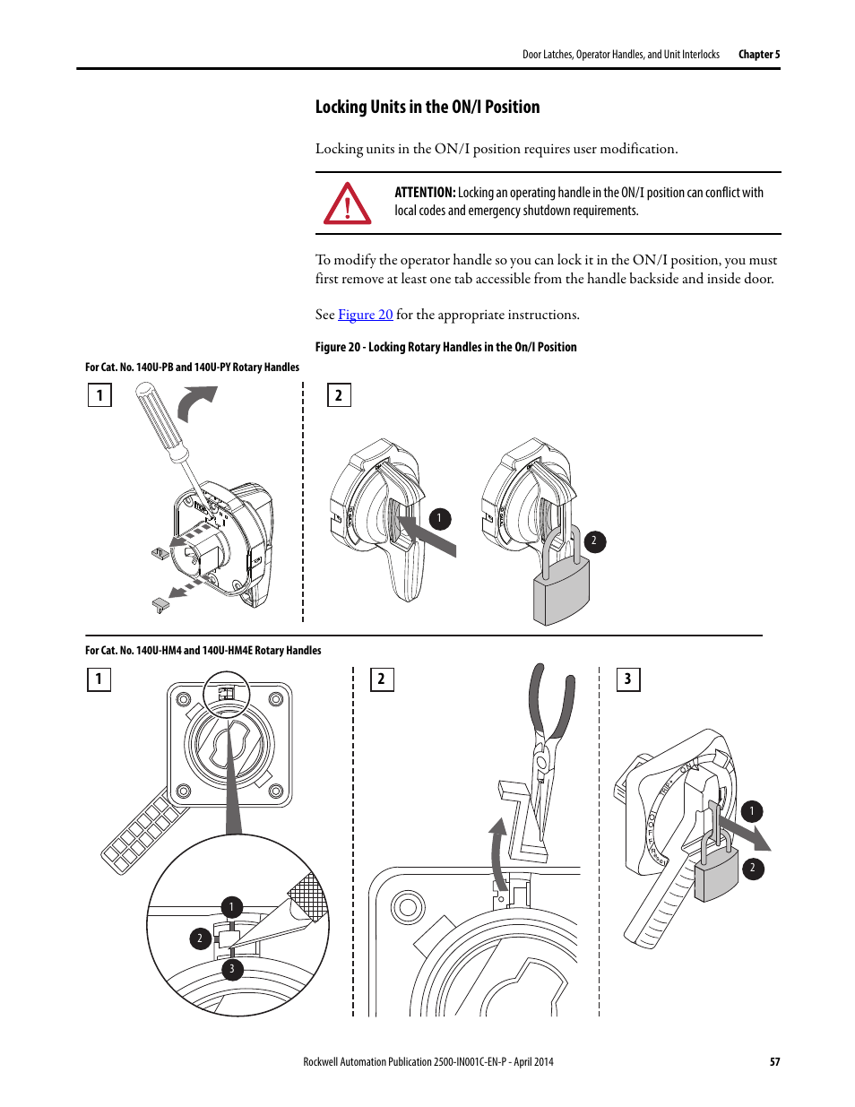 Locking units in the on/i position | Rockwell Automation 2500 CENTERLINE Motor Control Centers Installation Manual User Manual | Page 57 / 100