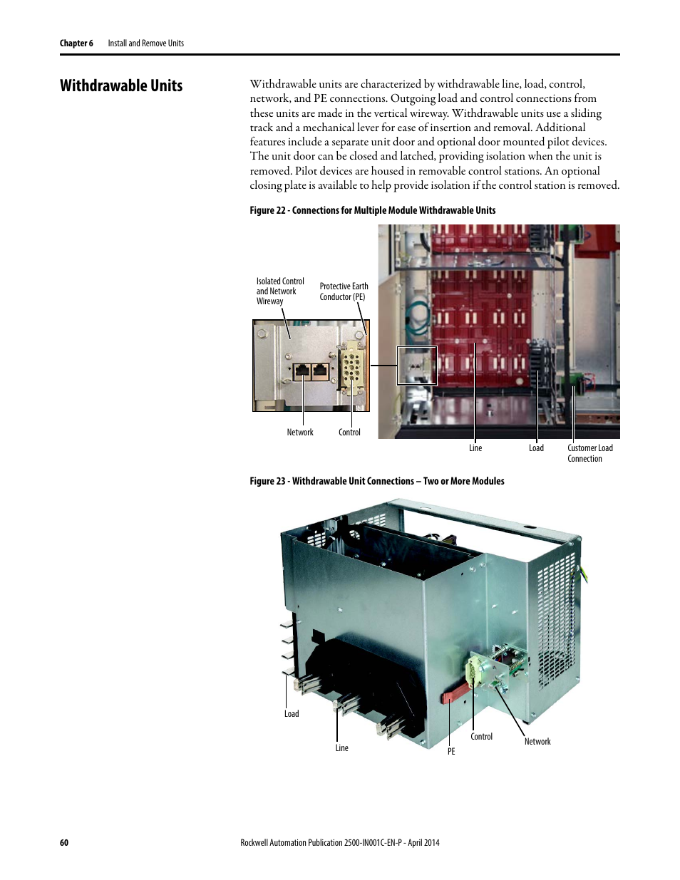 Withdrawable units | Rockwell Automation 2500 CENTERLINE Motor Control Centers Installation Manual User Manual | Page 60 / 100