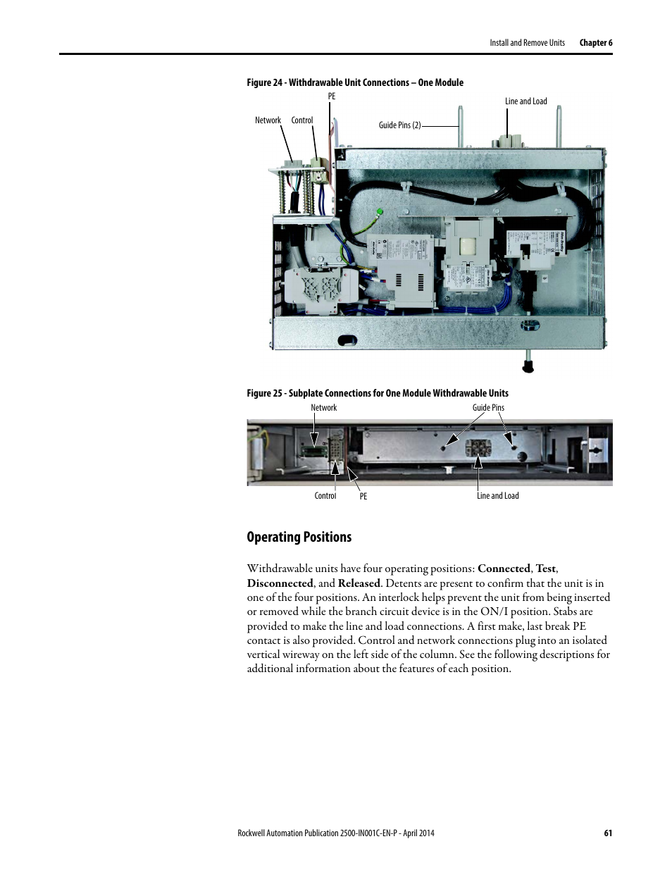 Operating positions | Rockwell Automation 2500 CENTERLINE Motor Control Centers Installation Manual User Manual | Page 61 / 100