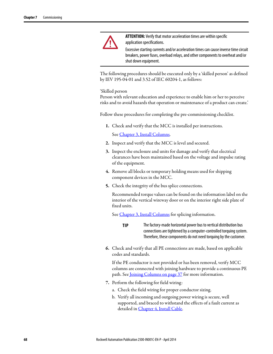 Rockwell Automation 2500 CENTERLINE Motor Control Centers Installation Manual User Manual | Page 68 / 100