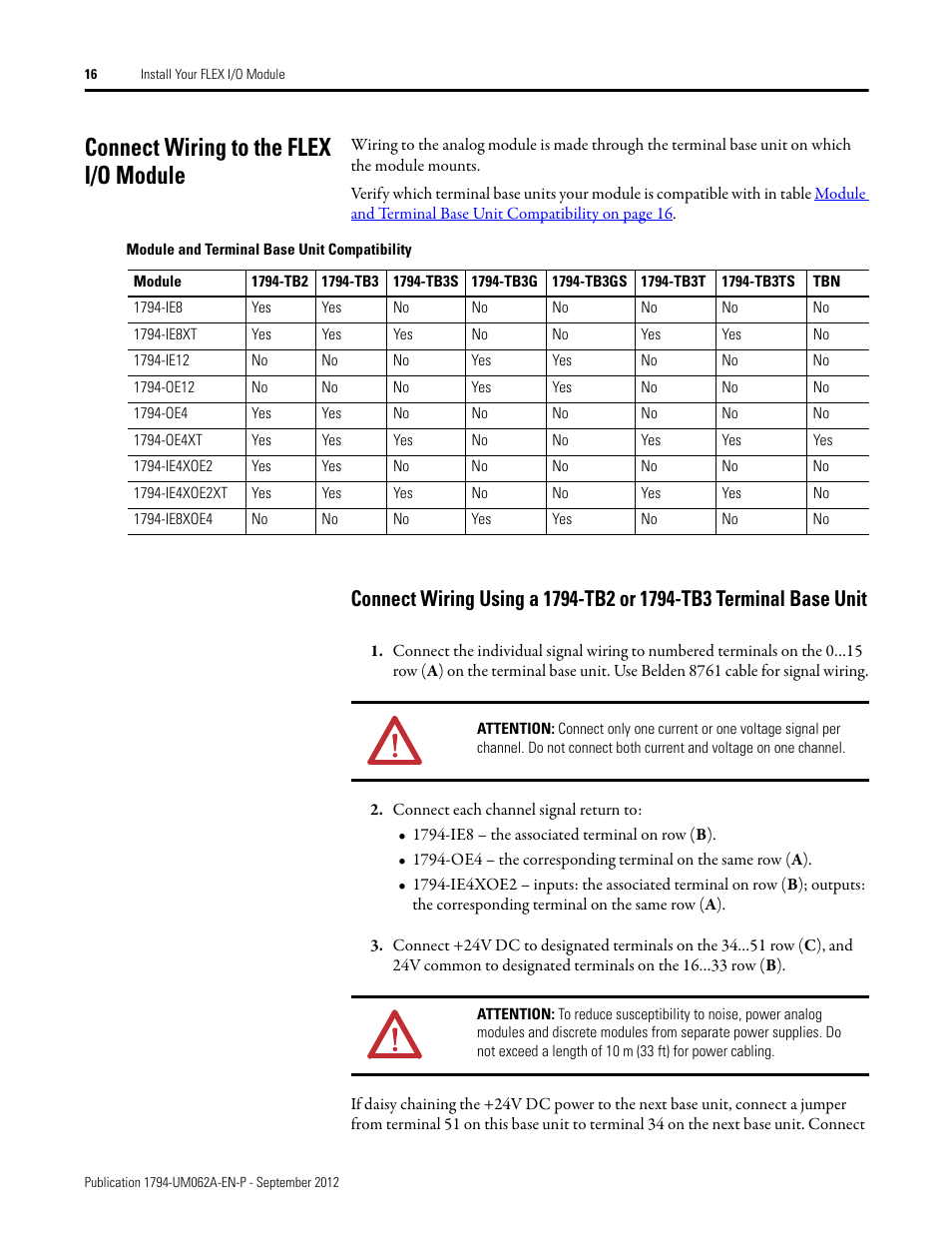 Connect wiring to the flex i/o module | Rockwell Automation 1794-XXXX FLEX I/O High-Density Analog Modules User Manual | Page 24 / 90