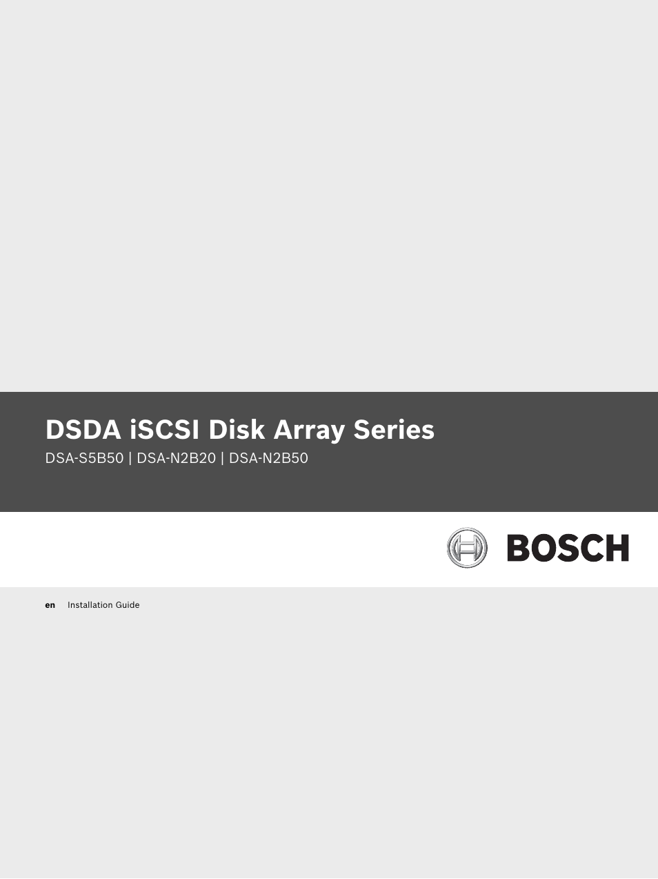 Bosch DSDA ISCSI DISK ARRAY SERIES DSA-S5B50 User Manual | 40 pages