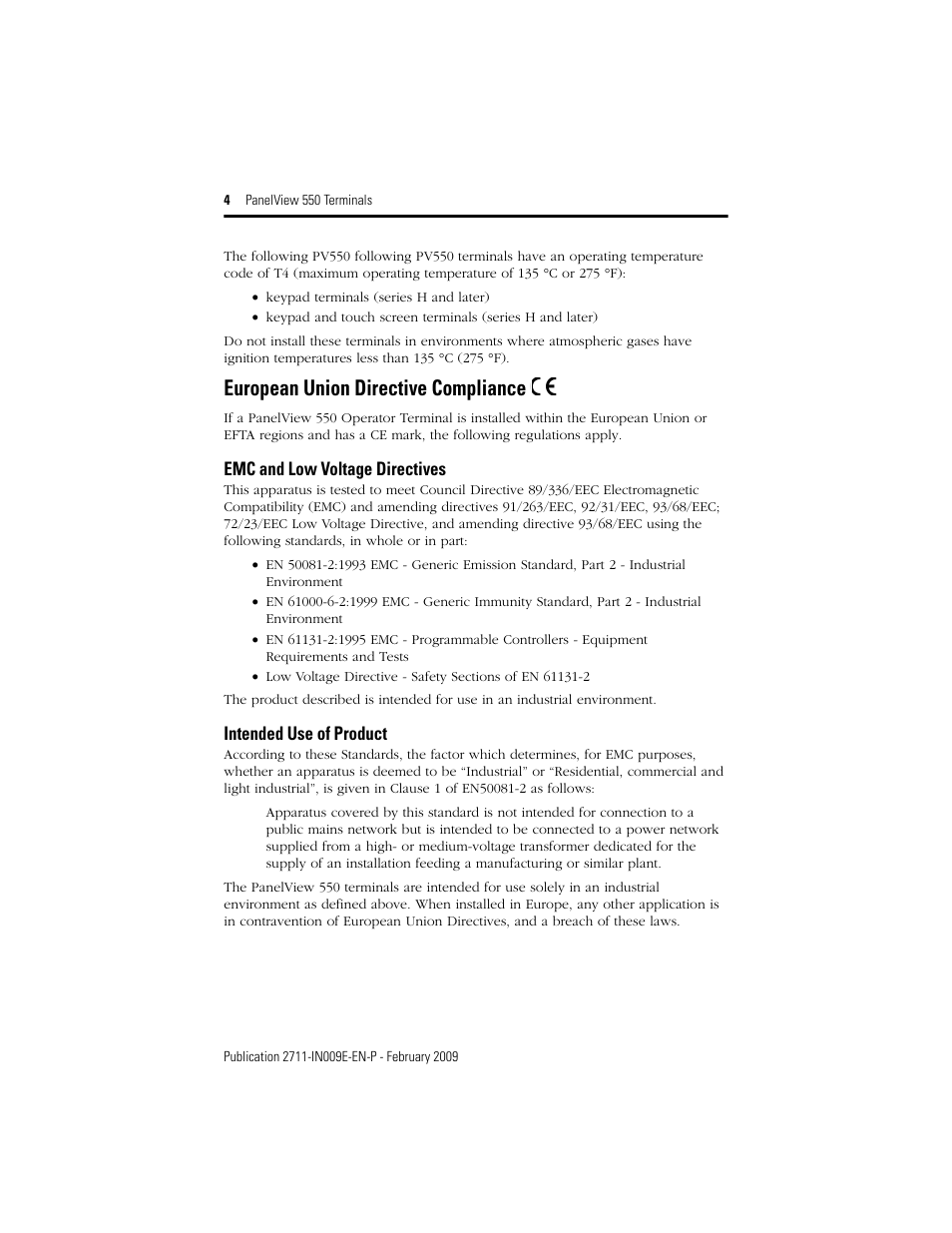 European union directive compliance | Rockwell Automation 2711-K5Axx_B5Axx PanelView 550 Terminals Installation Instructions User Manual | Page 4 / 20