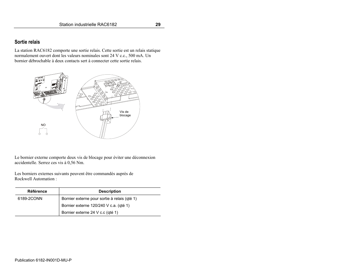 Sortie relais | Rockwell Automation 6182 Industrial Computer Installation Instructions User Manual | Page 29 / 92