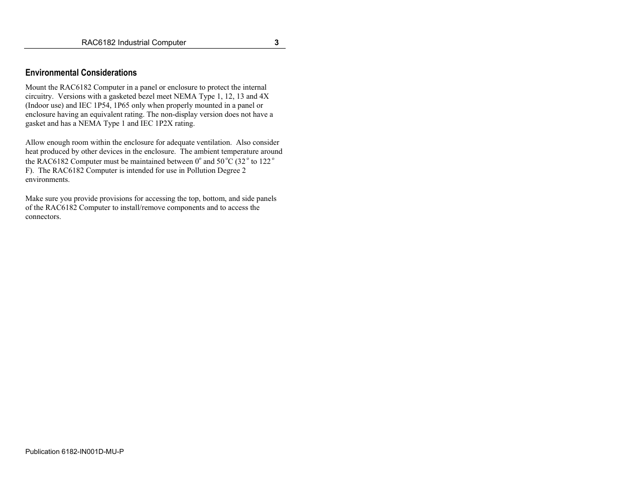 Environmental considerations | Rockwell Automation 6182 Industrial Computer Installation Instructions User Manual | Page 3 / 92