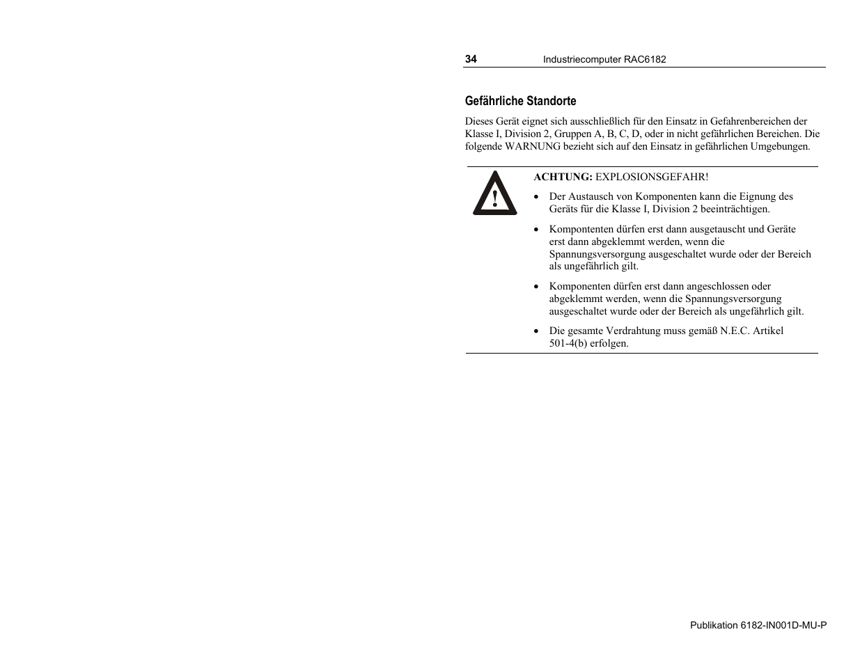 Gefährliche standorte | Rockwell Automation 6182 Industrial Computer Installation Instructions User Manual | Page 34 / 92