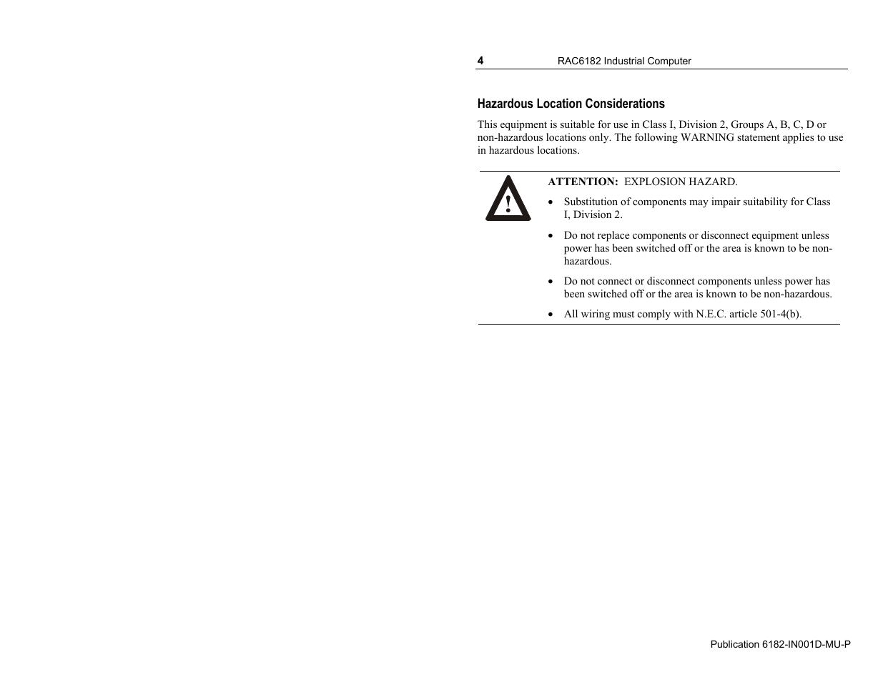 Hazardous location considerations | Rockwell Automation 6182 Industrial Computer Installation Instructions User Manual | Page 4 / 92