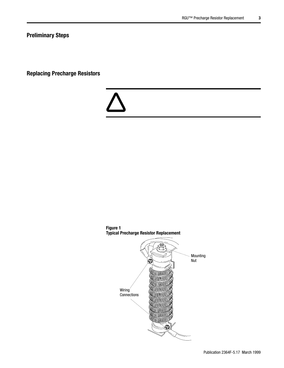 Preliminary steps, Replacing precharge resistors | Rockwell Automation 2364F RGU Precharge Resistor Replacement User Manual | Page 3 / 4