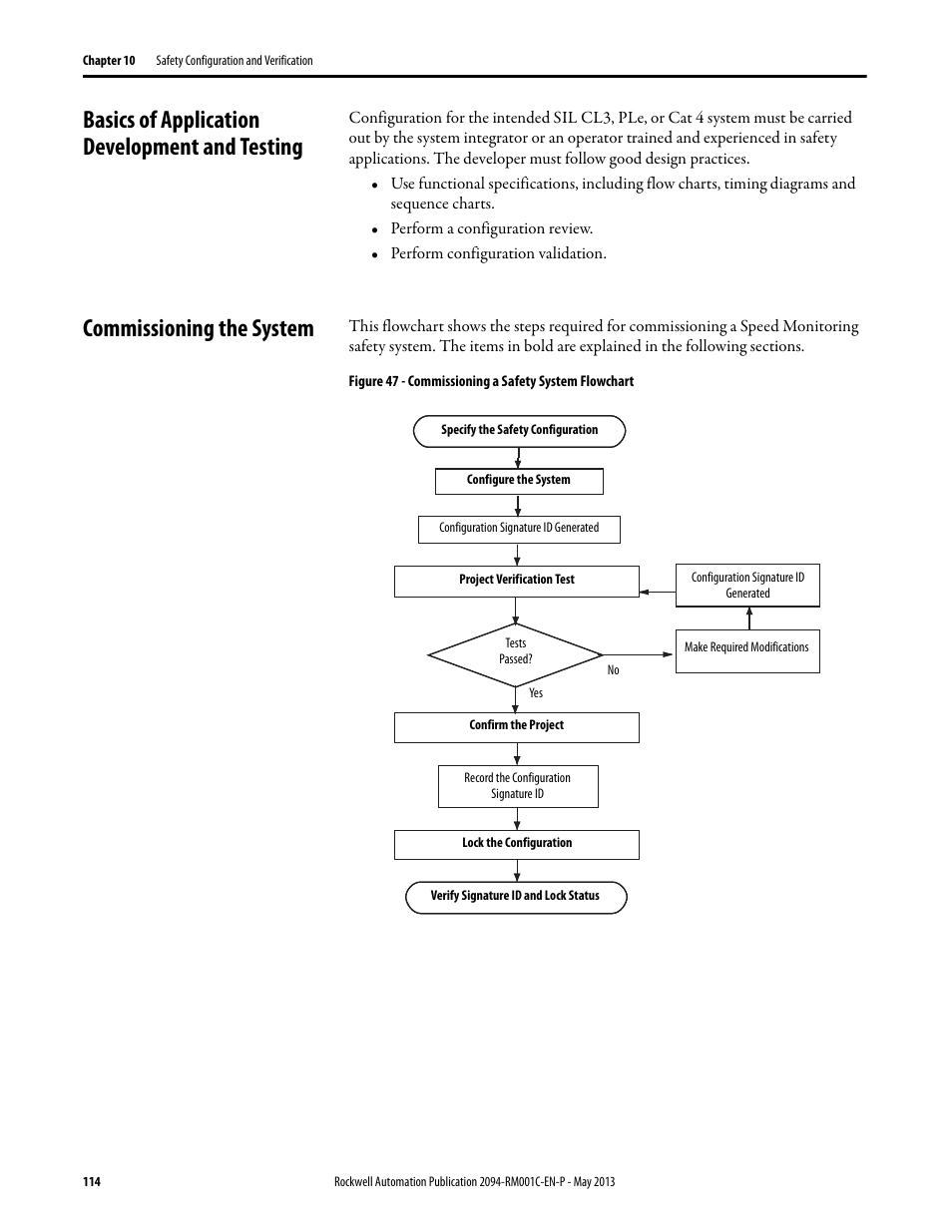 Basics of application development and testing, Commissioning the system | Rockwell Automation 2094-EN02D-M01-S1 Kinetix 6200 and Kinetix 6500 Safe Speed Monitoring Safety Reference Manual User Manual | Page 114 / 156