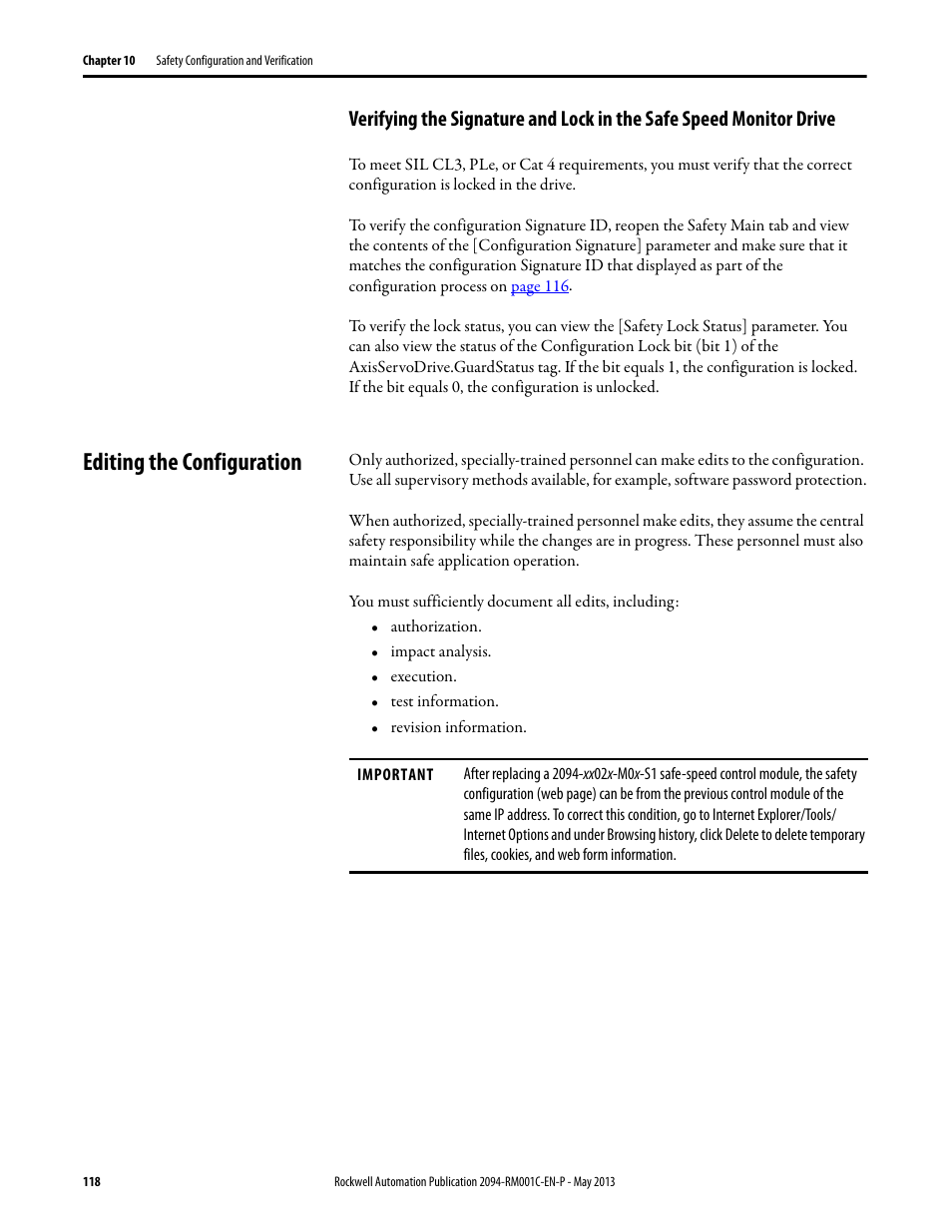 Editing the configuration | Rockwell Automation 2094-EN02D-M01-S1 Kinetix 6200 and Kinetix 6500 Safe Speed Monitoring Safety Reference Manual User Manual | Page 118 / 156