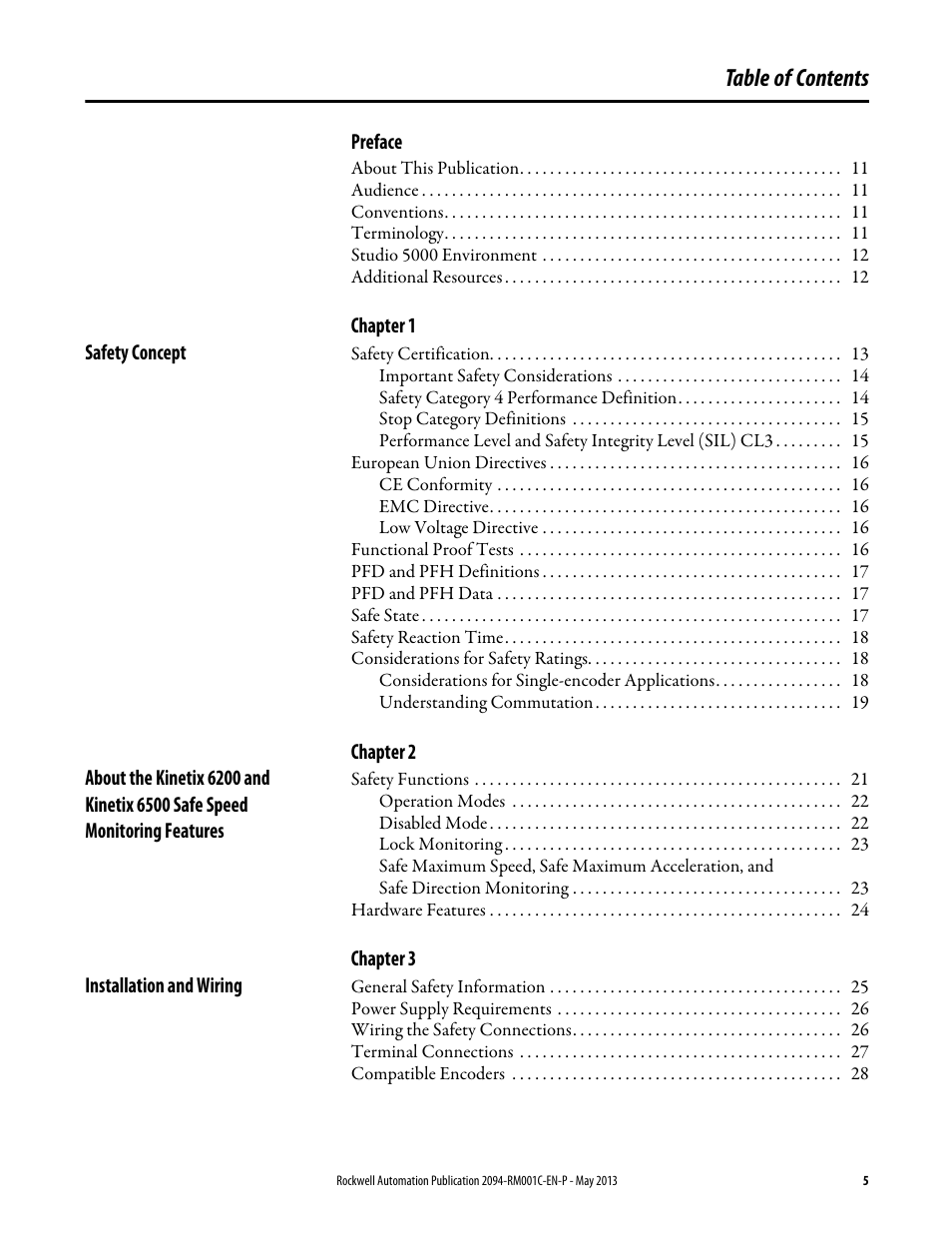 Rockwell Automation 2094-EN02D-M01-S1 Kinetix 6200 and Kinetix 6500 Safe Speed Monitoring Safety Reference Manual User Manual | Page 5 / 156