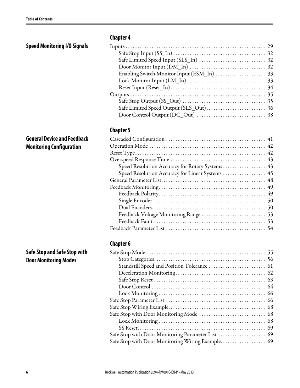Rockwell Automation 2094-EN02D-M01-S1 Kinetix 6200 and Kinetix 6500 Safe Speed Monitoring Safety Reference Manual User Manual | Page 6 / 156
