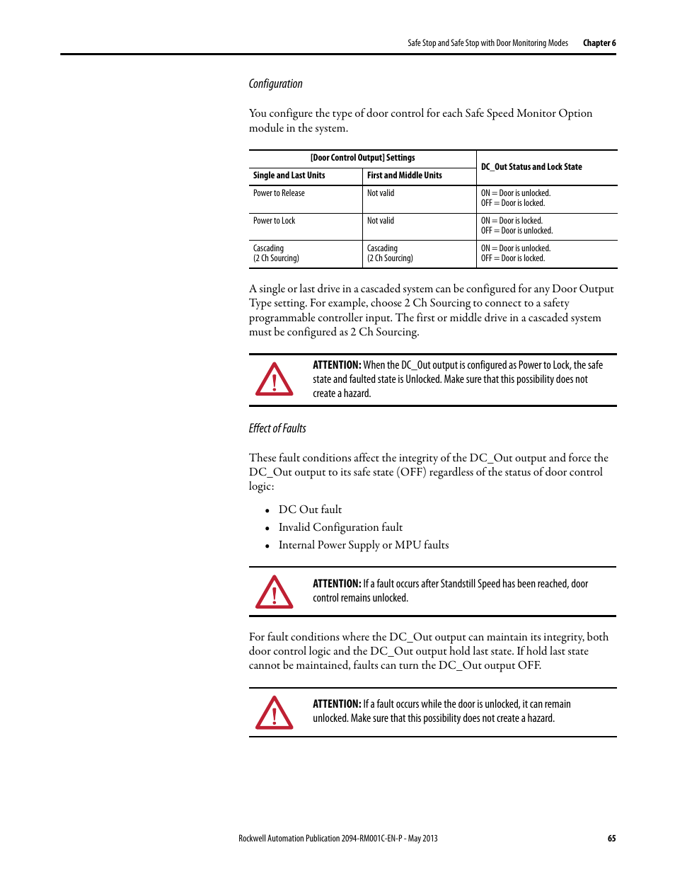 Configuration, Effect of faults | Rockwell Automation 2094-EN02D-M01-S1 Kinetix 6200 and Kinetix 6500 Safe Speed Monitoring Safety Reference Manual User Manual | Page 65 / 156