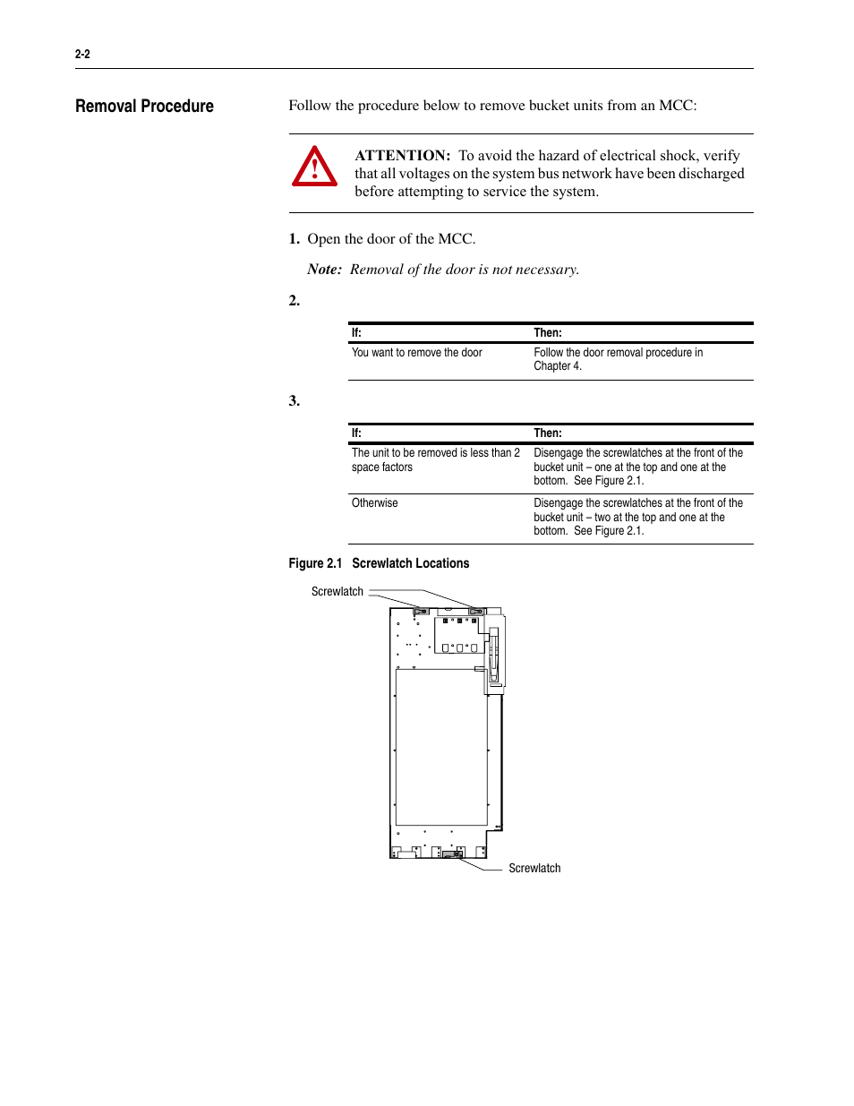 Removal procedure, Removal procedure -2 | Rockwell Automation 2300 Family of Drive Systems Hardware User Manual | Page 28 / 68