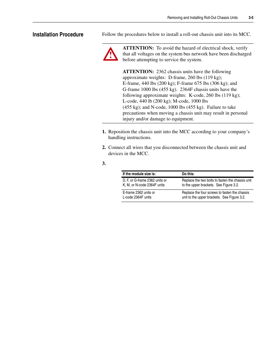 Installation procedure, Installation procedure -5 | Rockwell Automation 2300 Family of Drive Systems Hardware User Manual | Page 37 / 68