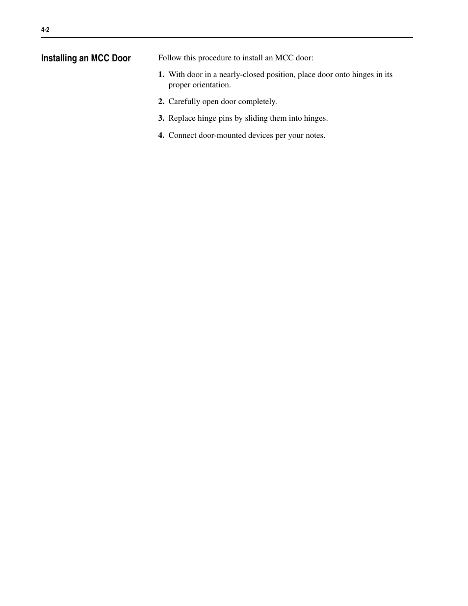 Installing an mcc door, Installing an mcc door -2 | Rockwell Automation 2300 Family of Drive Systems Hardware User Manual | Page 40 / 68