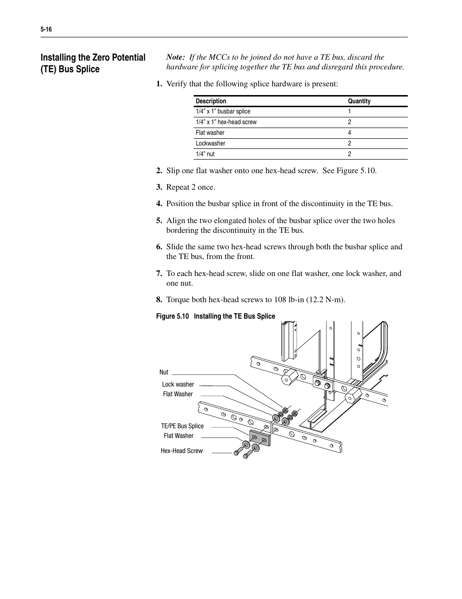 Installing the zero potential (te) bus splice, Installing the zero potential (te) bus splice -16 | Rockwell Automation 2300 Family of Drive Systems Hardware User Manual | Page 56 / 68