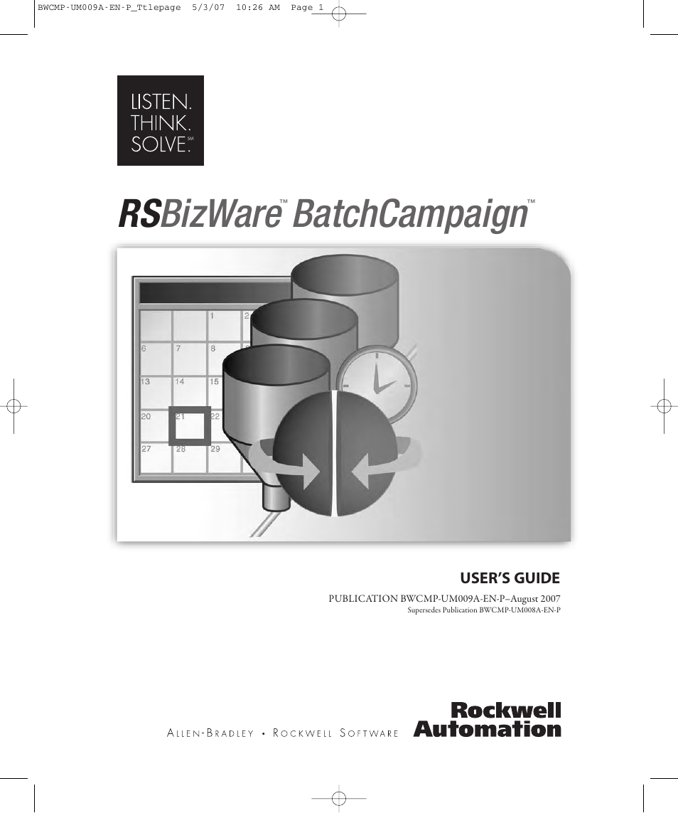 Rockwell Automation RSBizWare BatchCampaign Users Guide User Manual | 72 pages