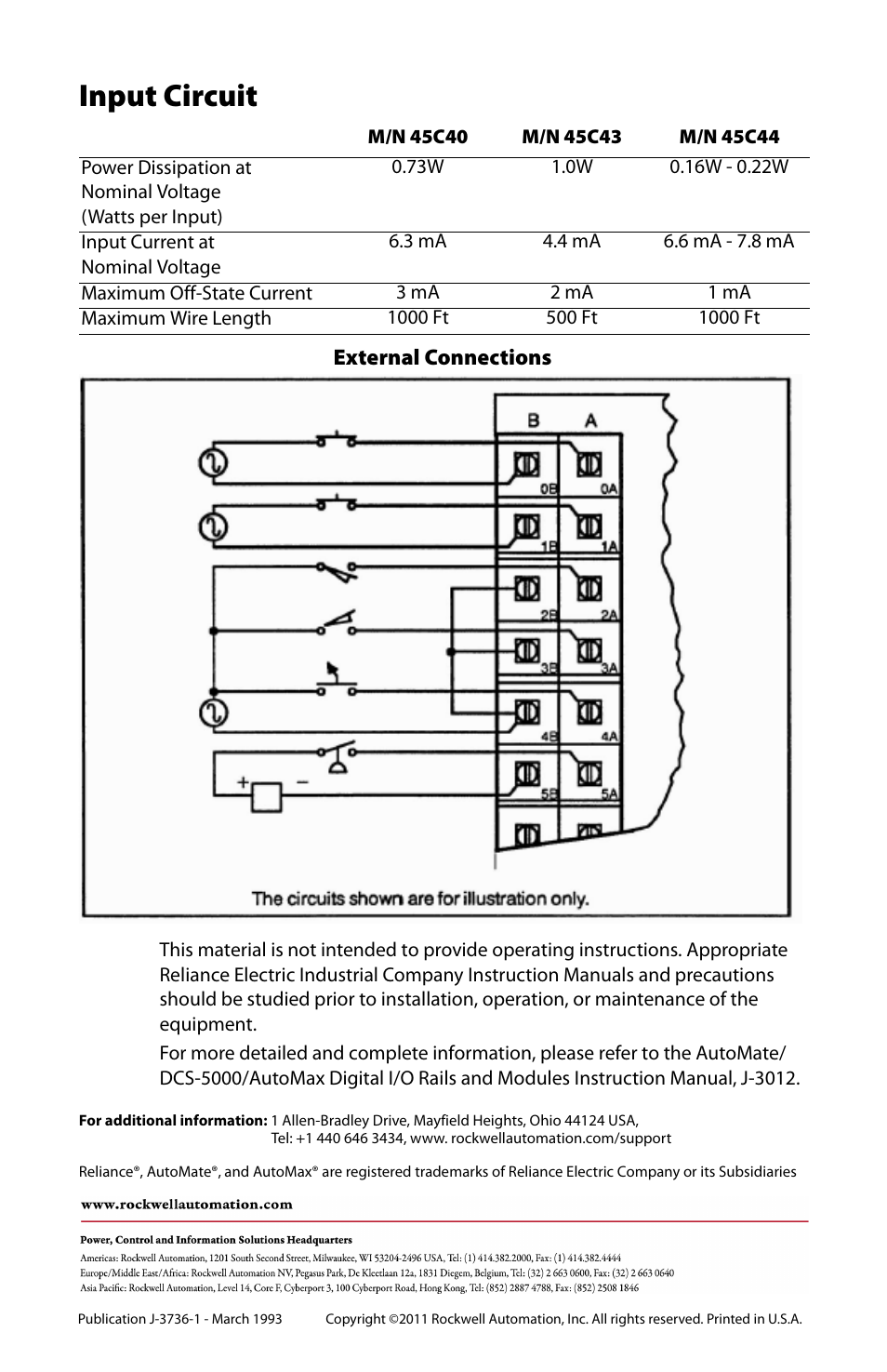 Input circuit | Rockwell Automation Dual AC/DC Input Module/AutoMate/AutoMax/DCS User Manual | Page 2 / 2