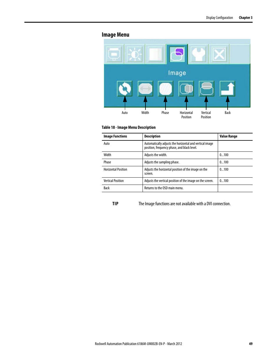 Image menu | Rockwell Automation 6186M-xxxx Industrial Performance Monitors User Manual User Manual | Page 49 / 64