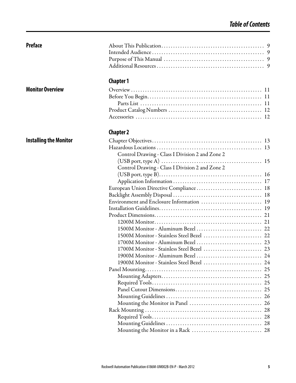 Rockwell Automation 6186M-xxxx Industrial Performance Monitors User Manual User Manual | Page 5 / 64