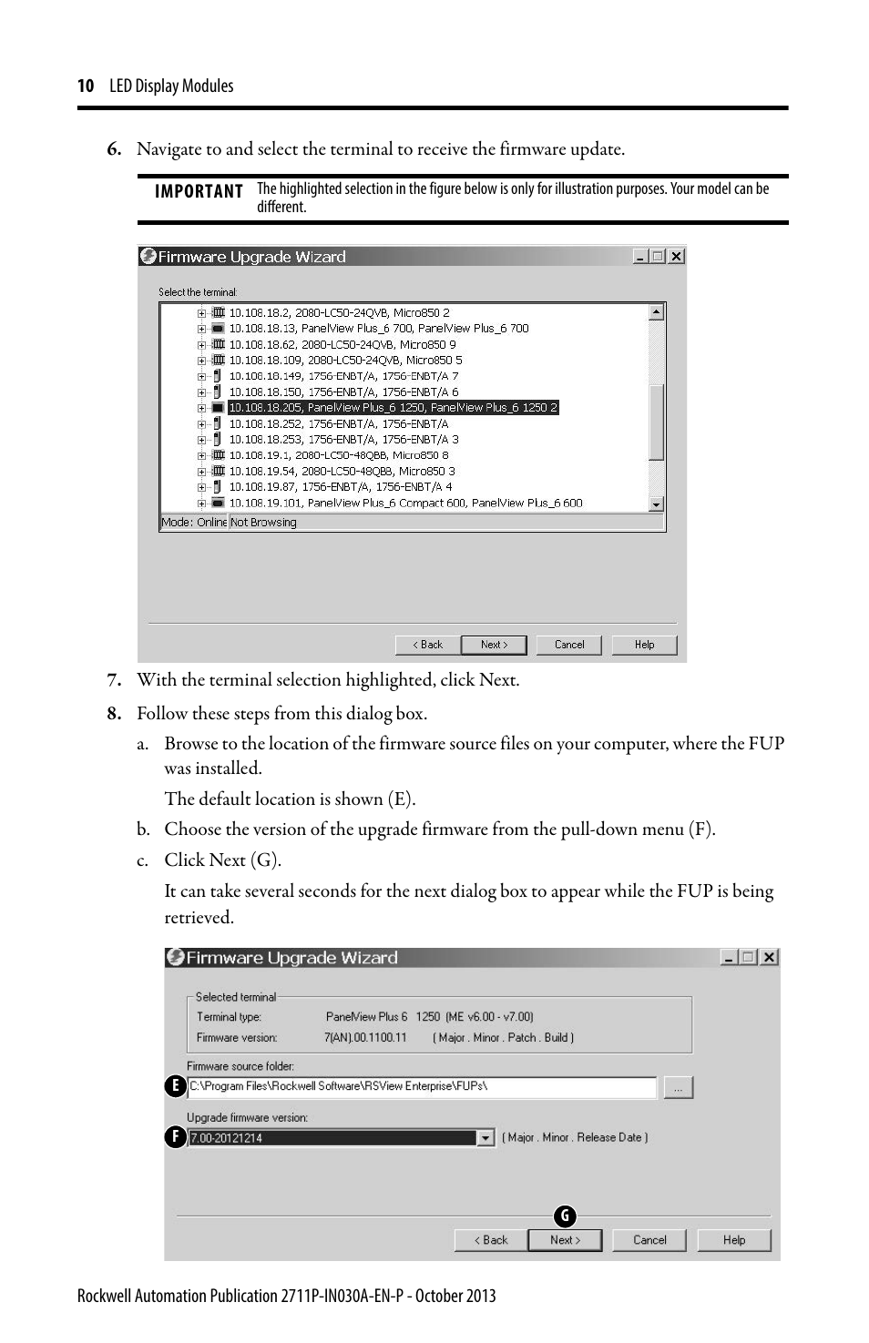 Rockwell Automation 2711P-RDKxxx_RDTxxx_RTBxxx LED Display Modules User Manual | Page 10 / 12