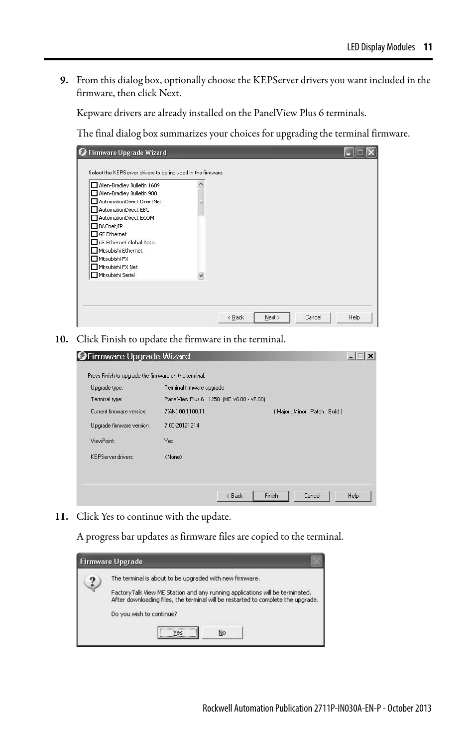 Rockwell Automation 2711P-RDKxxx_RDTxxx_RTBxxx LED Display Modules User Manual | Page 11 / 12