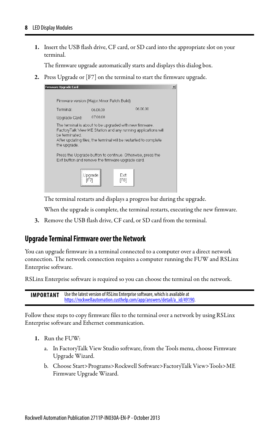 Upgrade terminal firmware over the network | Rockwell Automation 2711P-RDKxxx_RDTxxx_RTBxxx LED Display Modules User Manual | Page 8 / 12