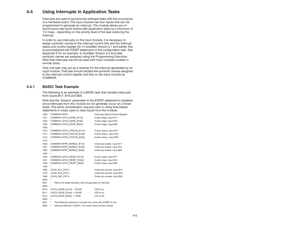 4 using interrupts in application tasks, 1 basic task example | Rockwell Automation 57C419 5V-24V DC Input Module User Manual | Page 21 / 48