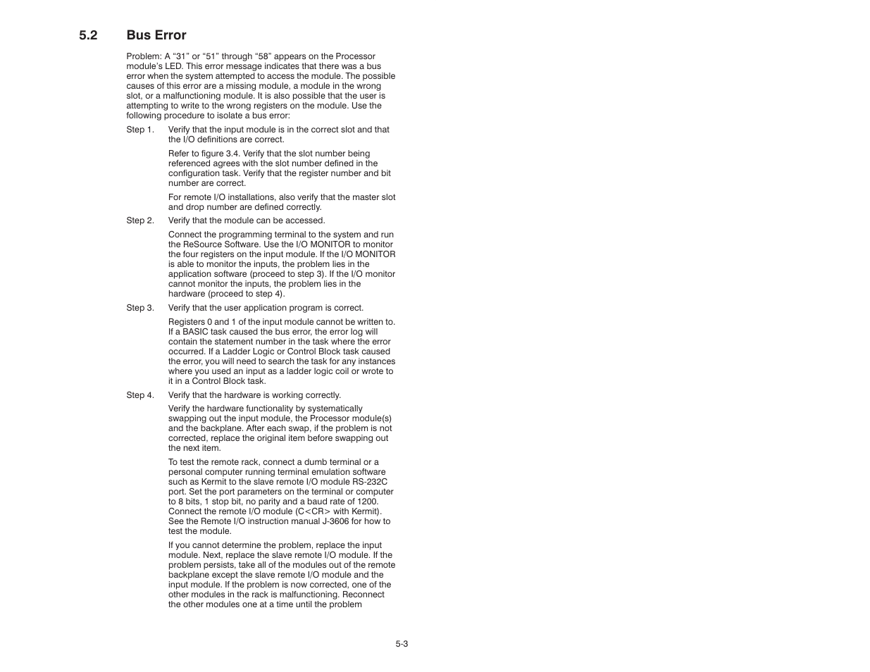 2 bus error | Rockwell Automation 57C419 5V-24V DC Input Module User Manual | Page 27 / 48