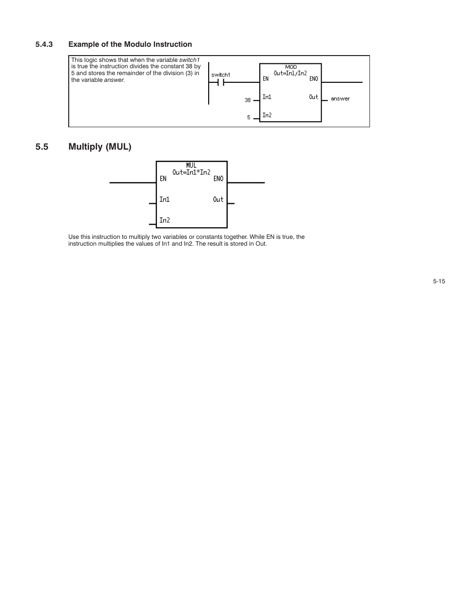 5 multiply (mul) | Rockwell Automation AutoMax Enhanced Ladder Language Reference Manual User Manual | Page 109 / 352