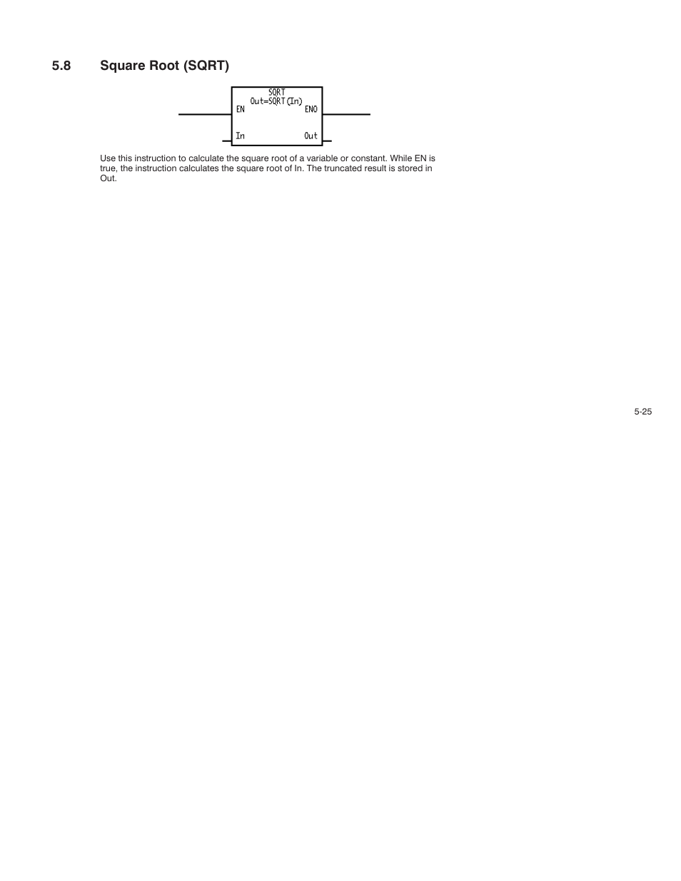 8 square root (sqrt) | Rockwell Automation AutoMax Enhanced Ladder Language Reference Manual User Manual | Page 119 / 352