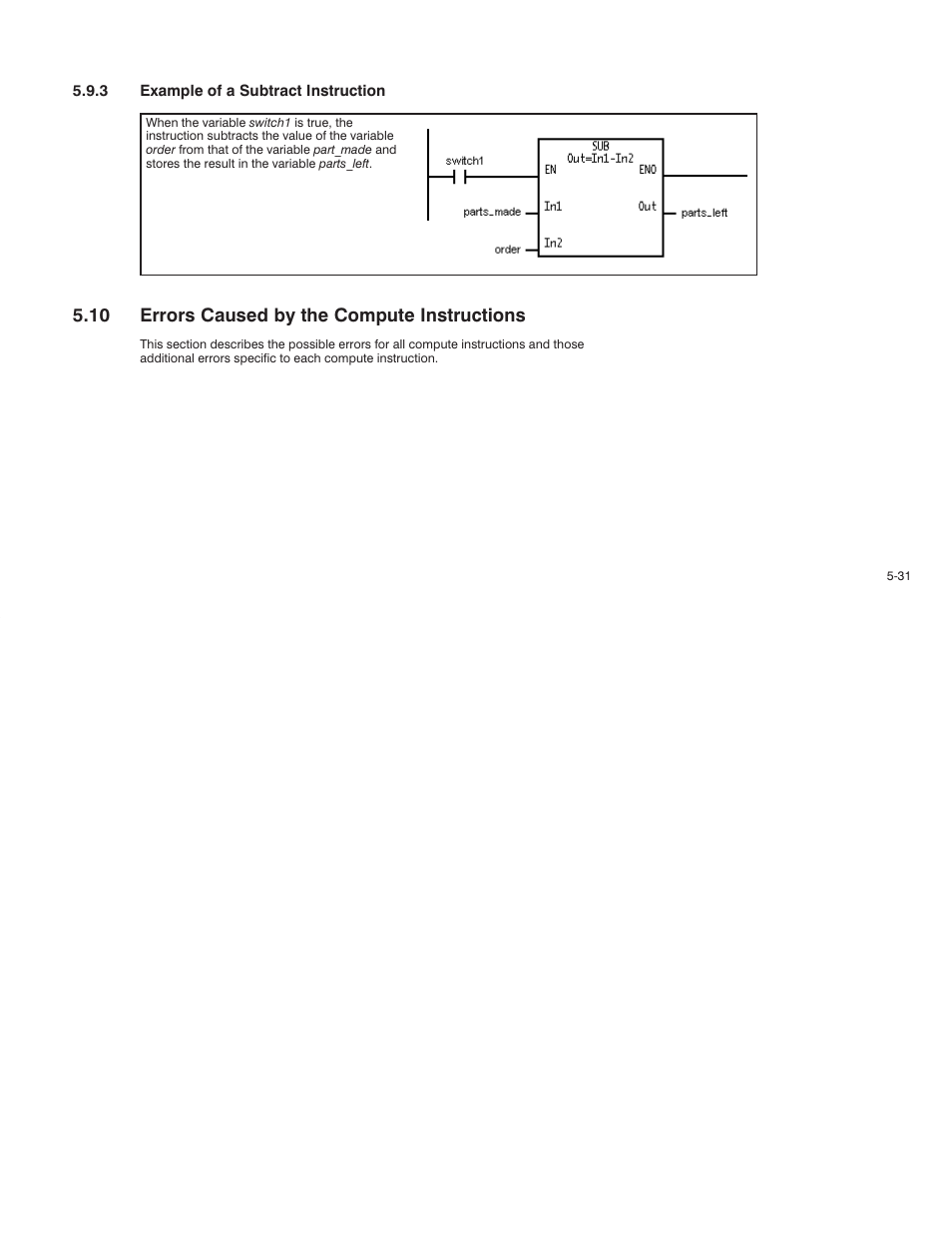 10 errors caused by the compute instructions | Rockwell Automation AutoMax Enhanced Ladder Language Reference Manual User Manual | Page 125 / 352