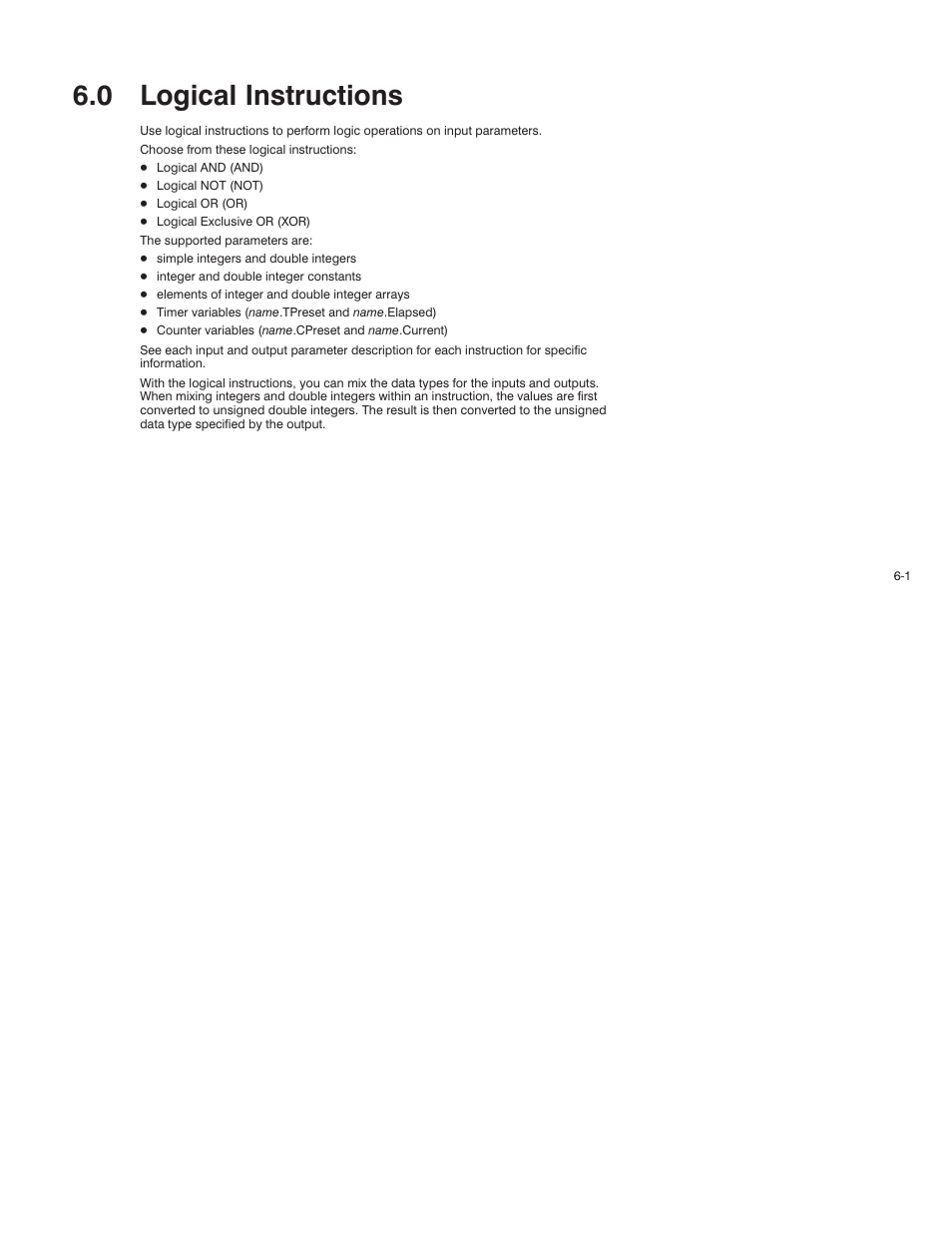 0 - logical instructions, 0 logical instructions | Rockwell Automation AutoMax Enhanced Ladder Language Reference Manual User Manual | Page 133 / 352