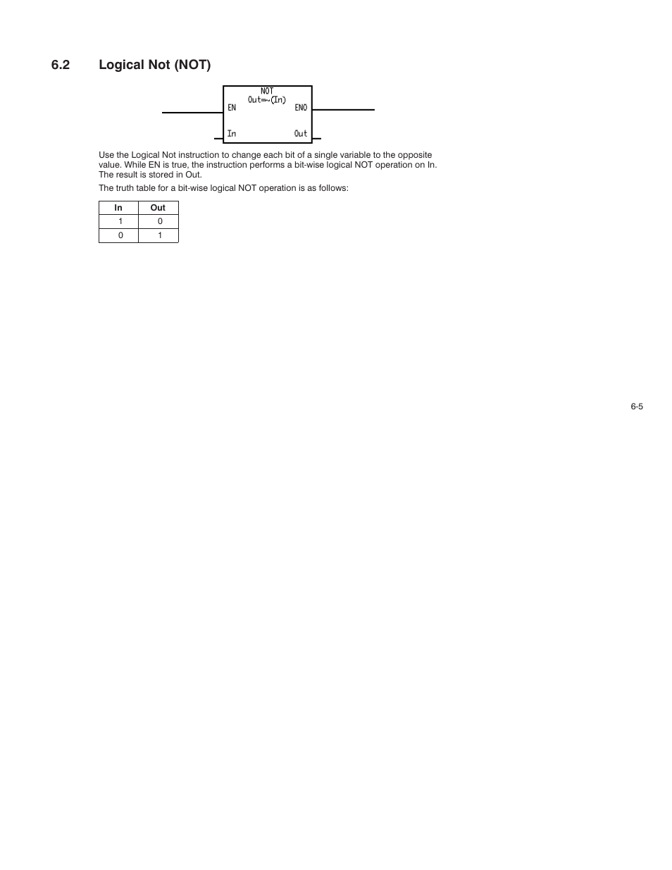 2 logical not (not) | Rockwell Automation AutoMax Enhanced Ladder Language Reference Manual User Manual | Page 137 / 352