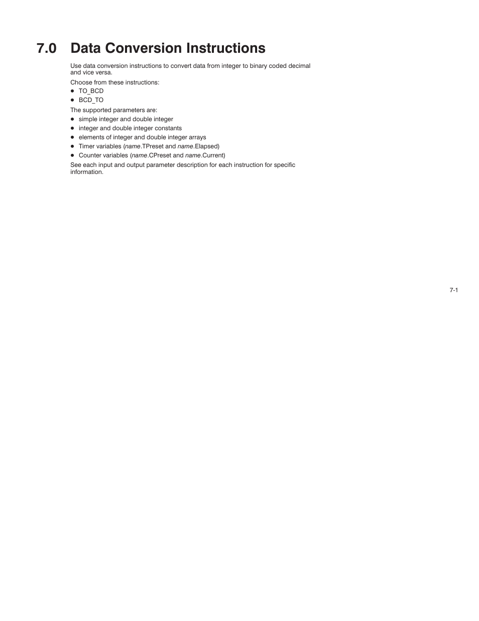 0 - data conversion instructions, 0 data conversion instructions | Rockwell Automation AutoMax Enhanced Ladder Language Reference Manual User Manual | Page 147 / 352