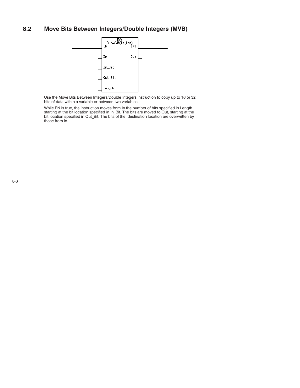 2 move bits between integers/double integers (mvb) | Rockwell Automation AutoMax Enhanced Ladder Language Reference Manual User Manual | Page 164 / 352