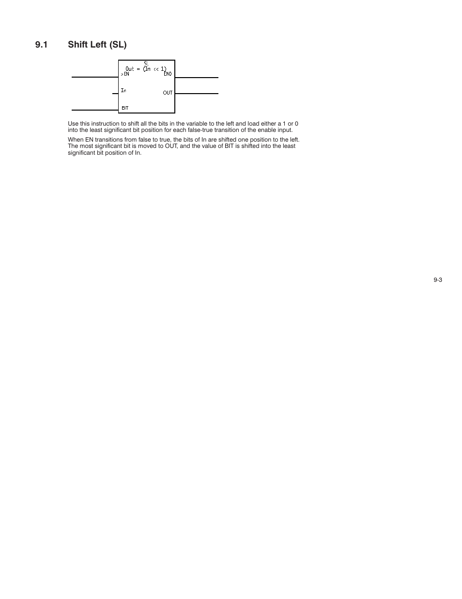 1 shift left (sl) | Rockwell Automation AutoMax Enhanced Ladder Language Reference Manual User Manual | Page 177 / 352