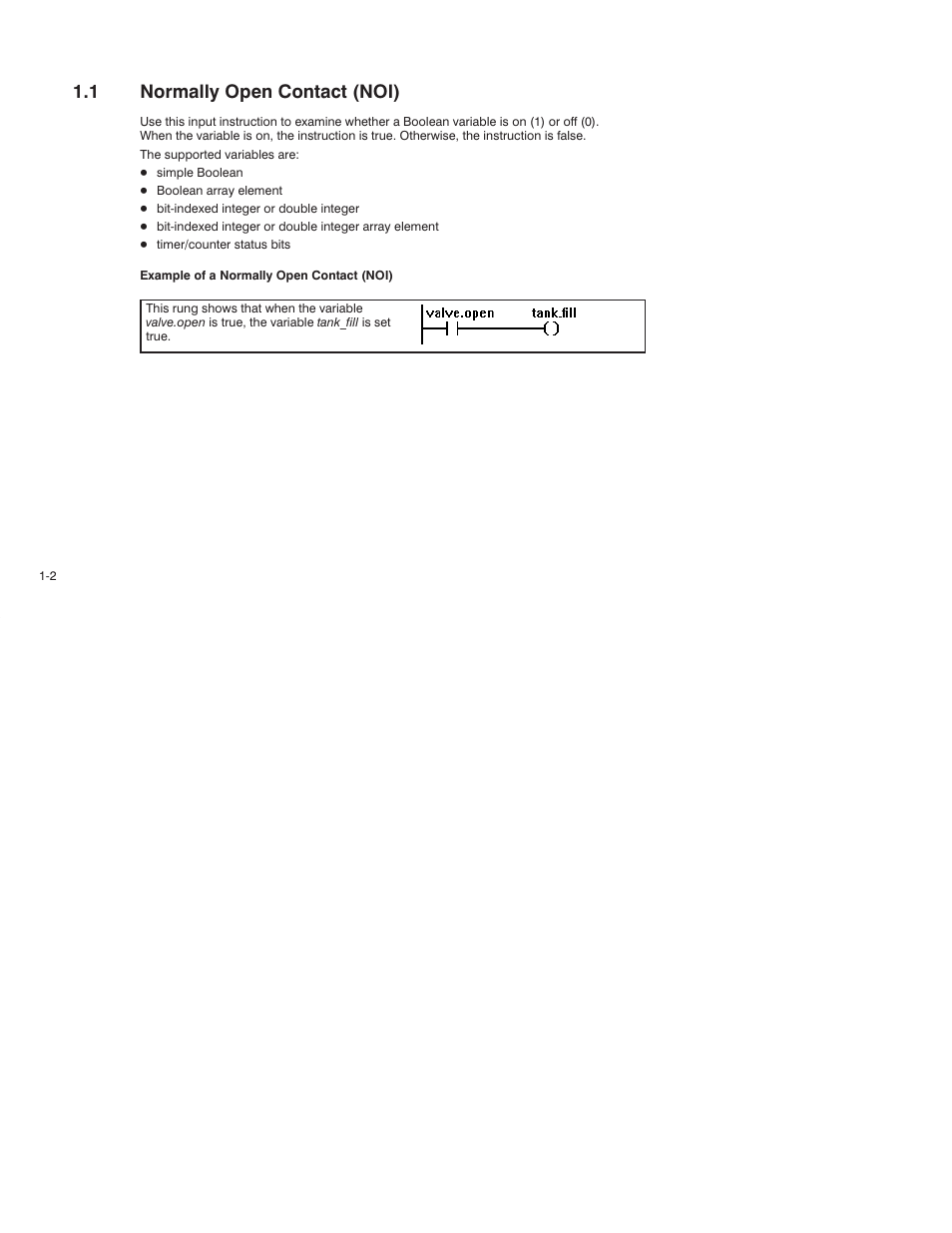 1 normally open contact (noi) | Rockwell Automation AutoMax Enhanced Ladder Language Reference Manual User Manual | Page 18 / 352