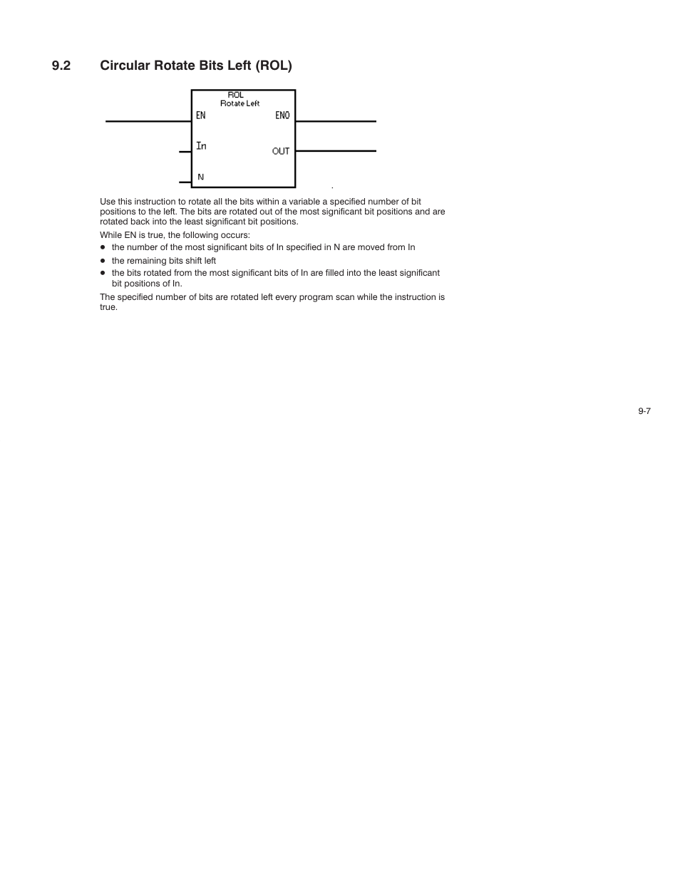 2 circular rotate bits left (rol) | Rockwell Automation AutoMax Enhanced Ladder Language Reference Manual User Manual | Page 181 / 352