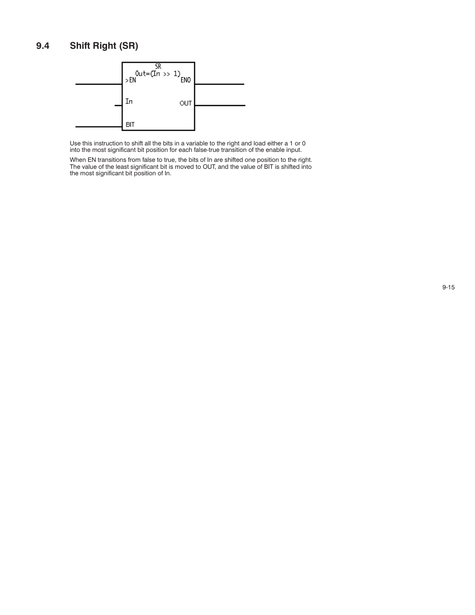 4 shift right (sr) | Rockwell Automation AutoMax Enhanced Ladder Language Reference Manual User Manual | Page 189 / 352