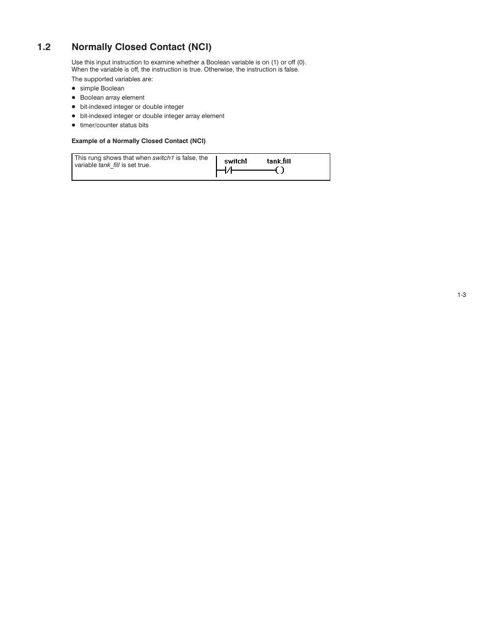 2 normally closed contact (nci) | Rockwell Automation AutoMax Enhanced Ladder Language Reference Manual User Manual | Page 19 / 352