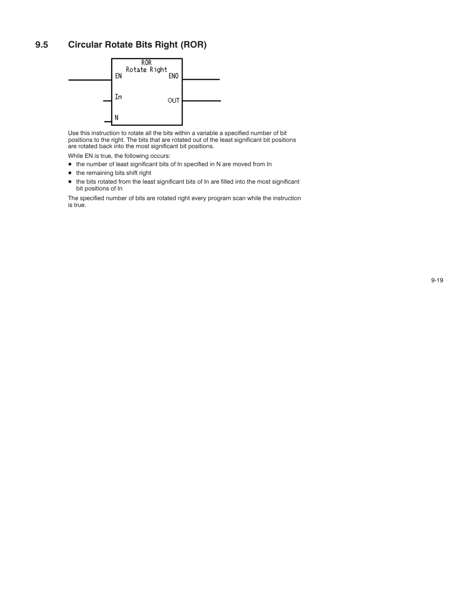 5 circular rotate bits right (ror) | Rockwell Automation AutoMax Enhanced Ladder Language Reference Manual User Manual | Page 193 / 352