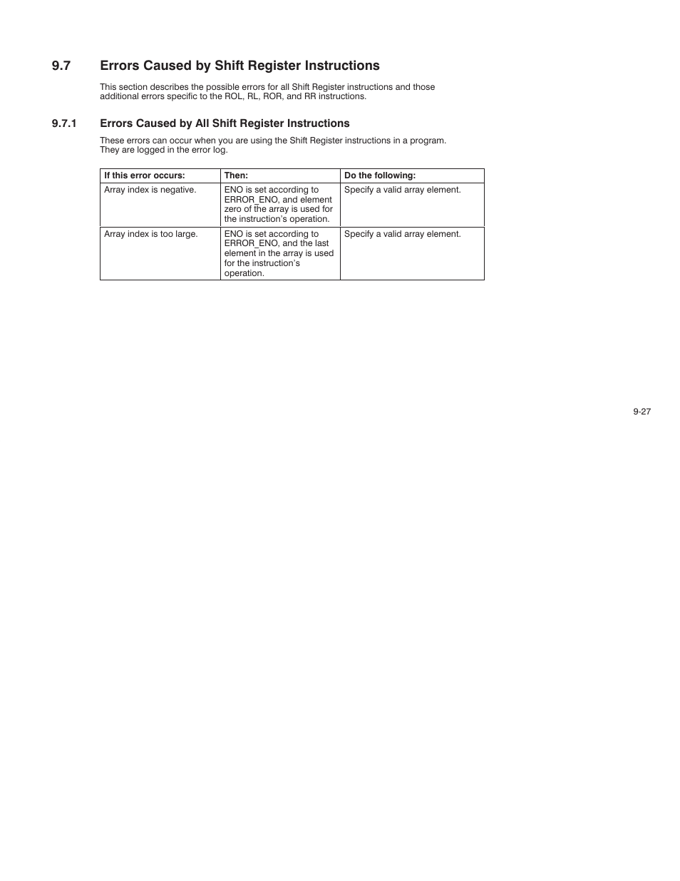 7 errors caused by shift register instructions | Rockwell Automation AutoMax Enhanced Ladder Language Reference Manual User Manual | Page 201 / 352