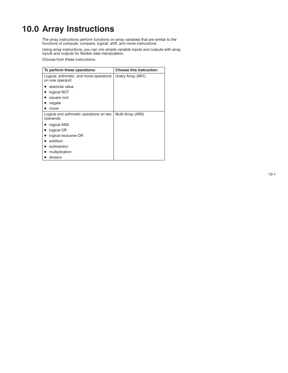 0 - array instructions, 0 array instructions | Rockwell Automation AutoMax Enhanced Ladder Language Reference Manual User Manual | Page 203 / 352