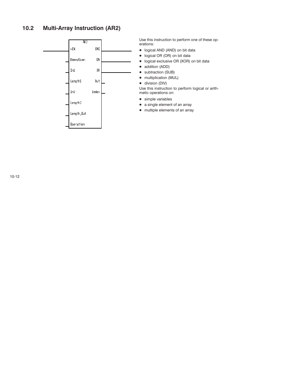 2 multi-array instruction (ar2), 2 multićarray instruction (ar2) | Rockwell Automation AutoMax Enhanced Ladder Language Reference Manual User Manual | Page 214 / 352