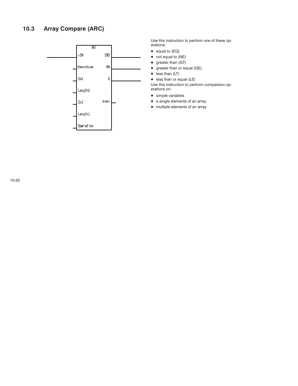 3 array compare (arc) | Rockwell Automation AutoMax Enhanced Ladder Language Reference Manual User Manual | Page 222 / 352