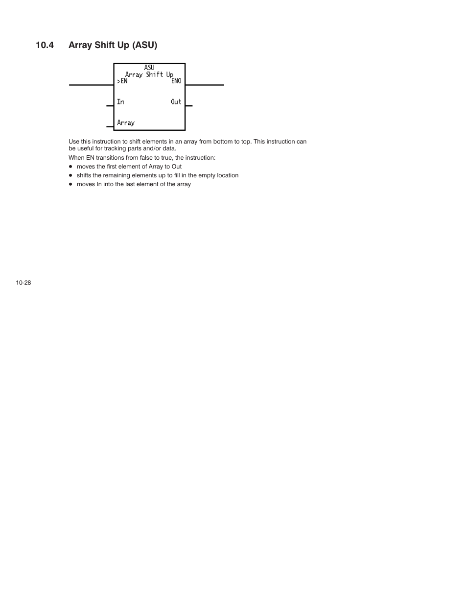 4 array shift up (asu) | Rockwell Automation AutoMax Enhanced Ladder Language Reference Manual User Manual | Page 230 / 352