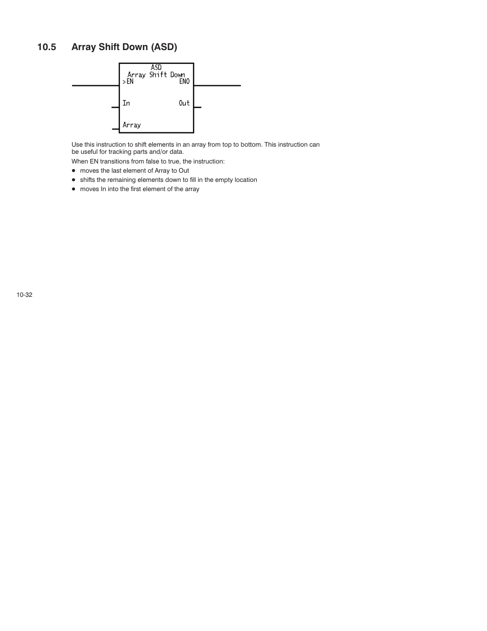 5 array shift down (asd) | Rockwell Automation AutoMax Enhanced Ladder Language Reference Manual User Manual | Page 234 / 352